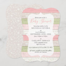 Baby Shower Shabby Pink & Sage Green Rustic Wood