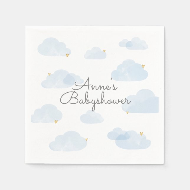 Baby shower shower boots lightly blue boy napkins (Front)