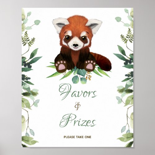 Baby Shower Sign Favors  Prizes Red Panda Bear