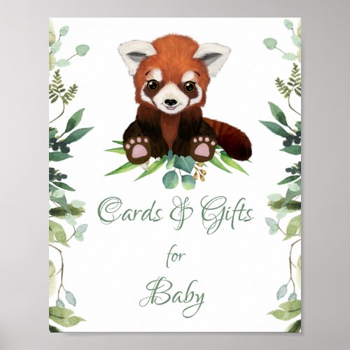 Baby Shower Sign Gifts  Cards Red panda Bear