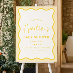 Baby Shower Sign Lemon Yellow Baby Shower Welcome 