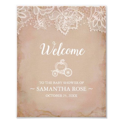 Baby Shower Sign Vintage Pink Photo Print