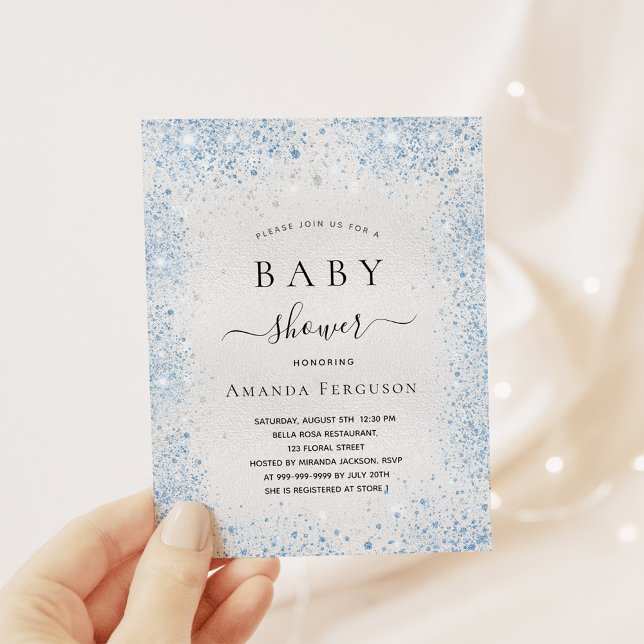 Baby shower silver blue boy budget invitation flyer (Creator Uploaded)