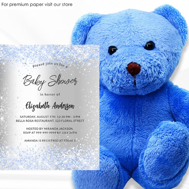 Baby shower silver blue boy budget invitation flyer (Creator Uploaded)