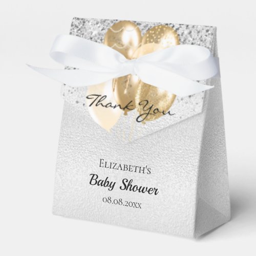 Baby Shower silver gold glitter balloons thank you Favor Boxes