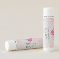 Baby Shower silver pink glitter balloons girl Lip Balm