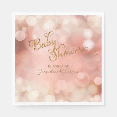 Baby Shower Simple Magical Bokeh Sparkle Twinkle Paper Napkins