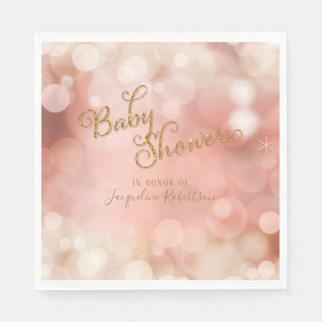 Baby Shower Simple Magical Bokeh Sparkle Twinkle Paper Napkins (Front)