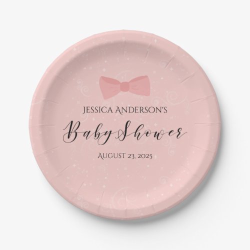 Baby Shower Simply Cute Pink Bow Paper Plates