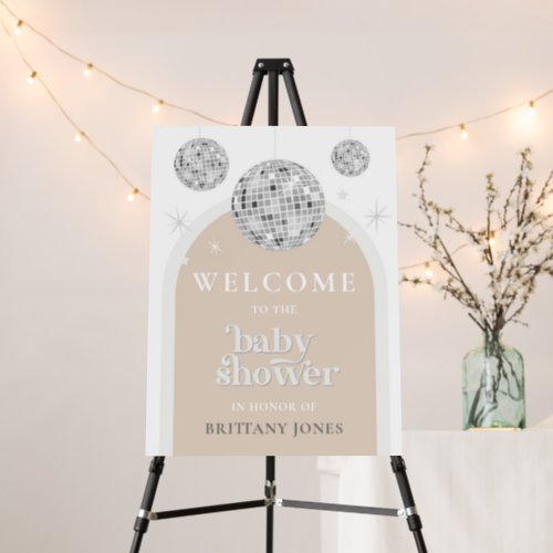 Baby Shower Single Retro Disco Ball Welcome Sign