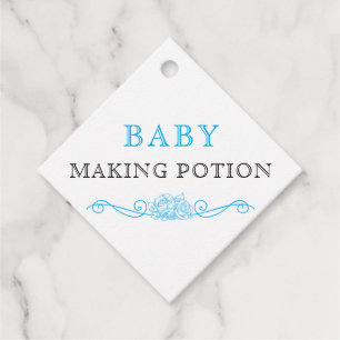 Baby Shower Sky Blue and Black Baby Making Potion Favor Tags