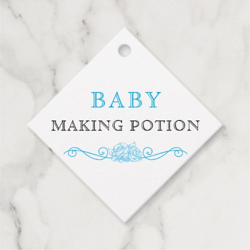 Baby Shower Sky Blue and Black Baby Making Potion Favor Tags