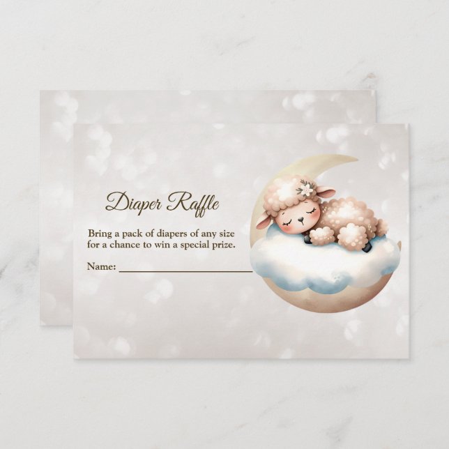Baby Shower Sleeping Baby Animal Diaper Raffle Enclosure Card (Front/Back)