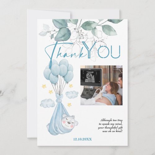 Baby Shower Sleeping Baby Bear Blue  Thank You C