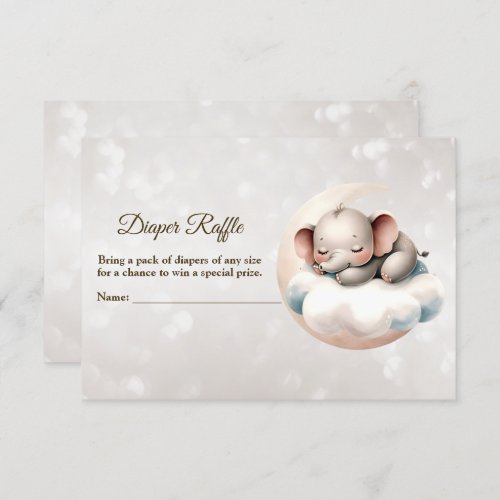 Baby Shower Sleeping Baby Elephant Diaper Raffle Enclosure Card