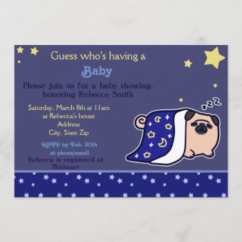 Baby Shower - Sleeping Pug Invitation by saradaboru at Zazzle