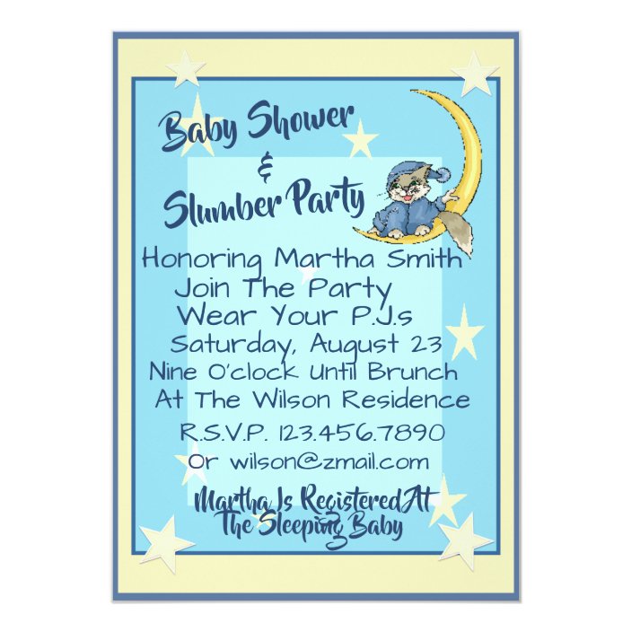 pajama party baby shower invitations