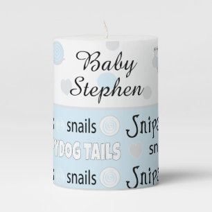 Baby Shower Snips Snails 3 x 4" Pillar Candle