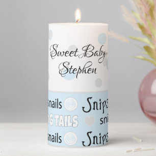 Baby Shower Snips Snails 3 x 6" Pillar Candle