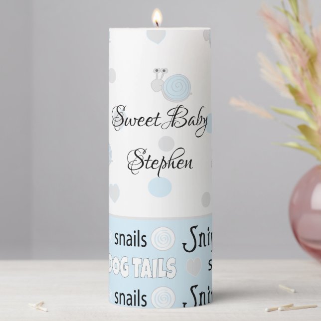 Baby Shower Snips Snails 3 x 8" Pillar Candle (In Situ)