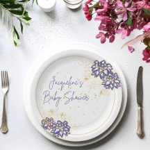 Baby shower snowman purple theme paper plates