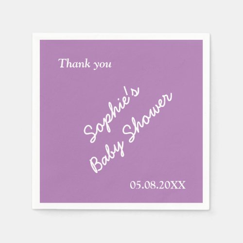 Baby Shower Soft Purple Minimalist Paper Napkins