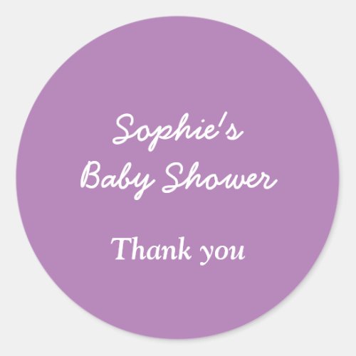 Baby Shower Soft Purple Thank You Sticker