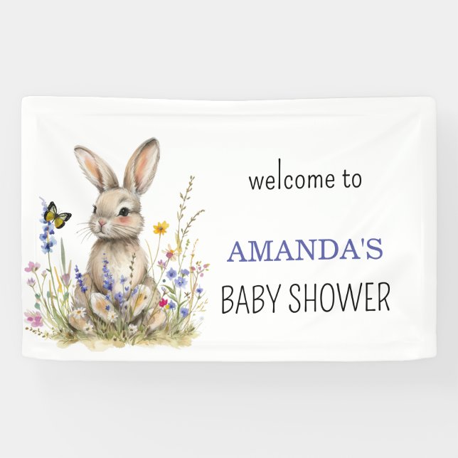 Baby Shower Some bunny wildflowers Banner (Horizontal)