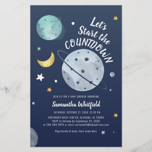Baby Shower Space Outer Galaxy Invitation Stationery