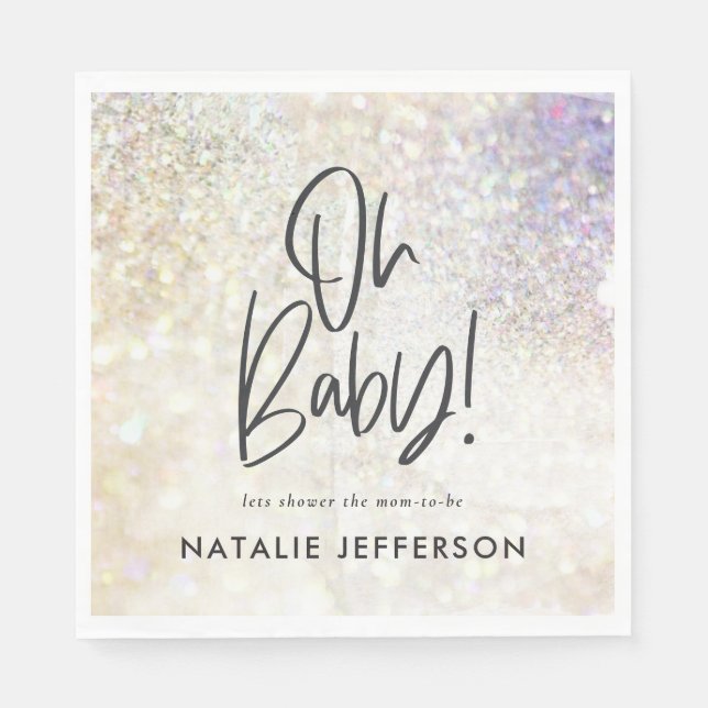 Baby shower sparkle glitter diamond party decor napkins (Front)