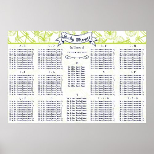 Baby Shower Special Event Guest Seating Chart