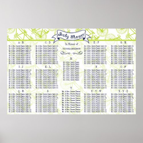 Baby Shower Special Event Guest Seating Chart