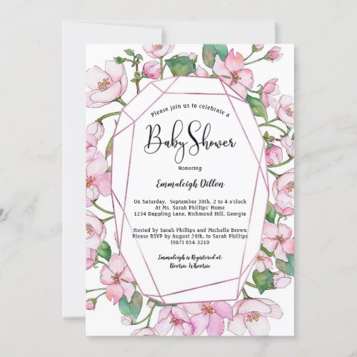 Baby Shower Spring Pink Floral Invitation