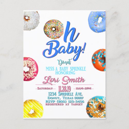 Baby Shower Sprinkle Boy Invitation Postcard