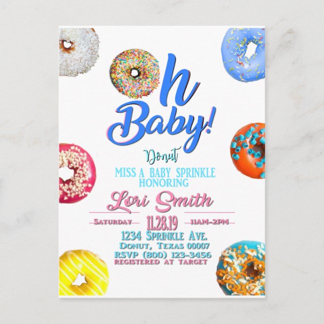 Baby Shower Sprinkle Boy Invitation Postcard (Front)