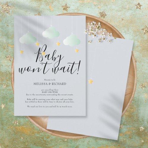 Baby Shower Sprinkle Cancellation Card