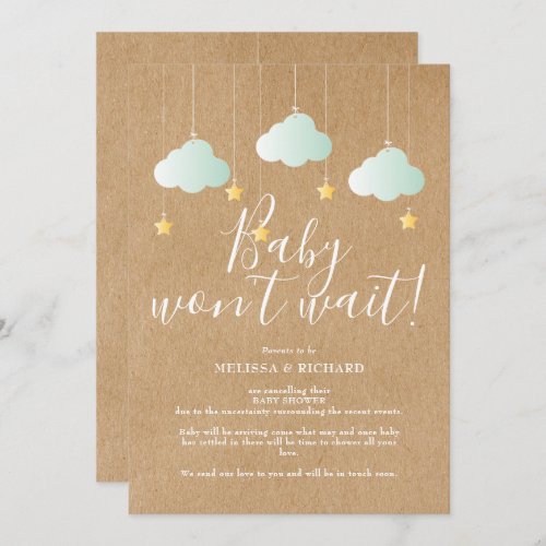 Baby Shower Sprinkle Cancellation Card