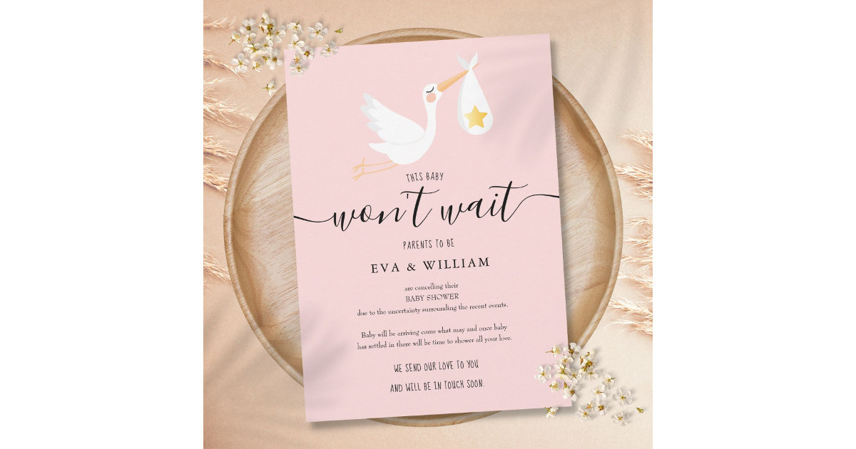 Baby Shower Sprinkle Cancellation Pink Card Zazzle