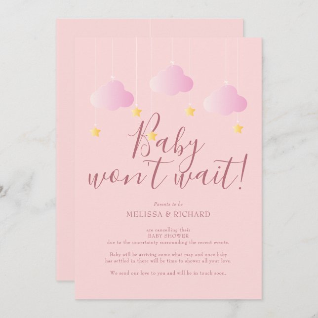 Baby Shower, Sprinkle Pink Cancellation Card (Front/Back)