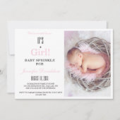 Baby Shower Sprinkle Pink Floral Photo Invitation (Front)