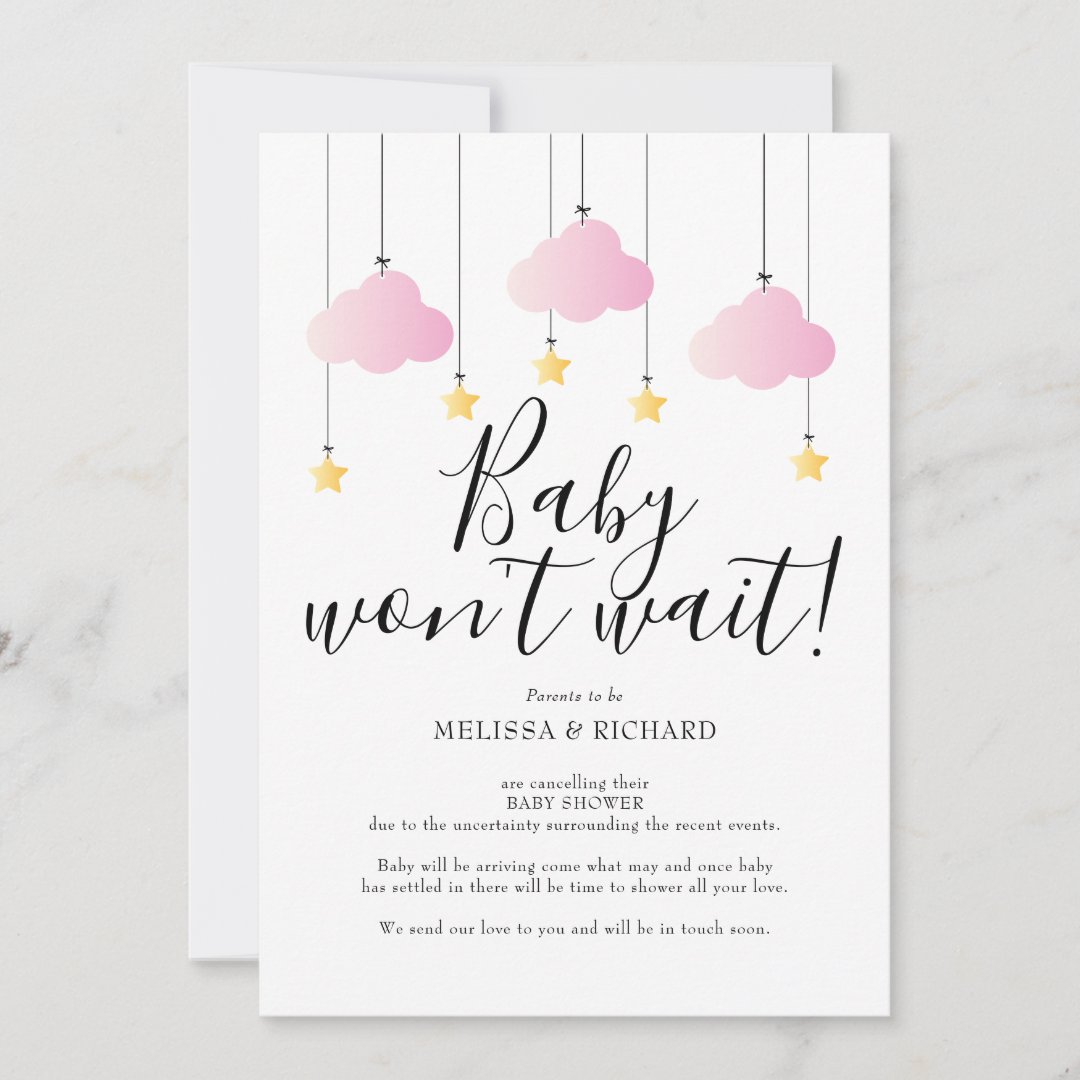 Baby Shower, Sprinkle Pink Girl Cancellation Card Zazzle