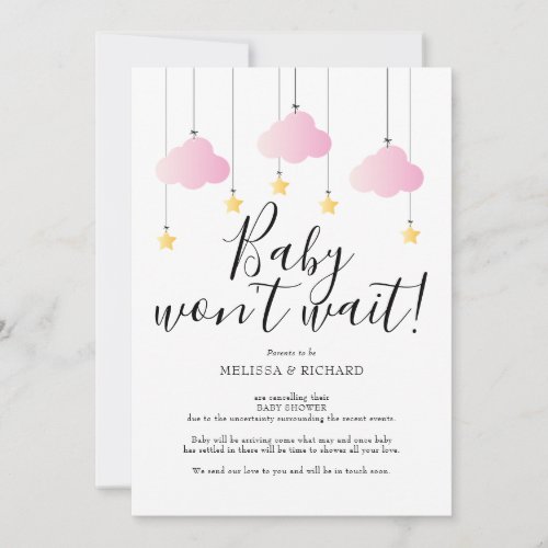 Baby Shower Sprinkle Pink Girl Cancellation Card