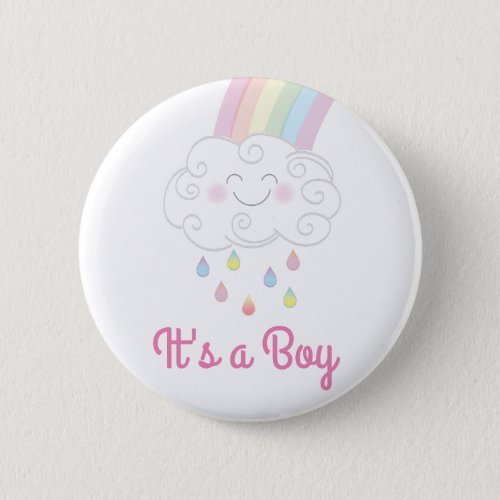 Baby Shower Sprinkle Rainbow Raindrop Cloud Button