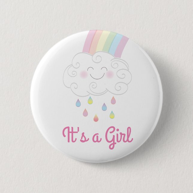  Baby Shower Sprinkle Rainbow Raindrop Cloud Button (Front)