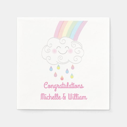  Baby Shower Sprinkle Rainbow Raindrop Cloud Napkins