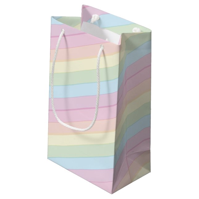  Baby Shower Sprinkle Rainbow Raindrop Cloud Small Gift Bag (Back Angled)