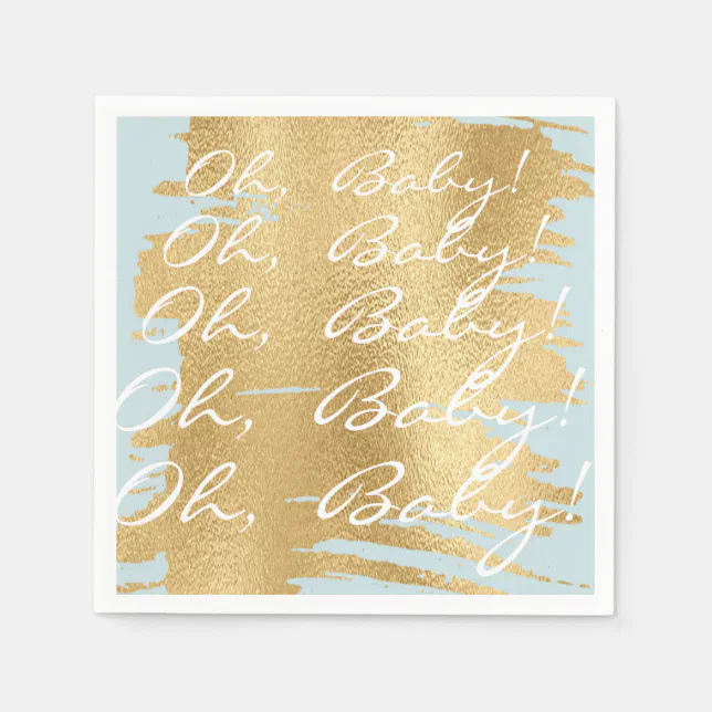 Baby Shower Standard Napkins/Classic Gold/Blue Paper Napkins | Zazzle