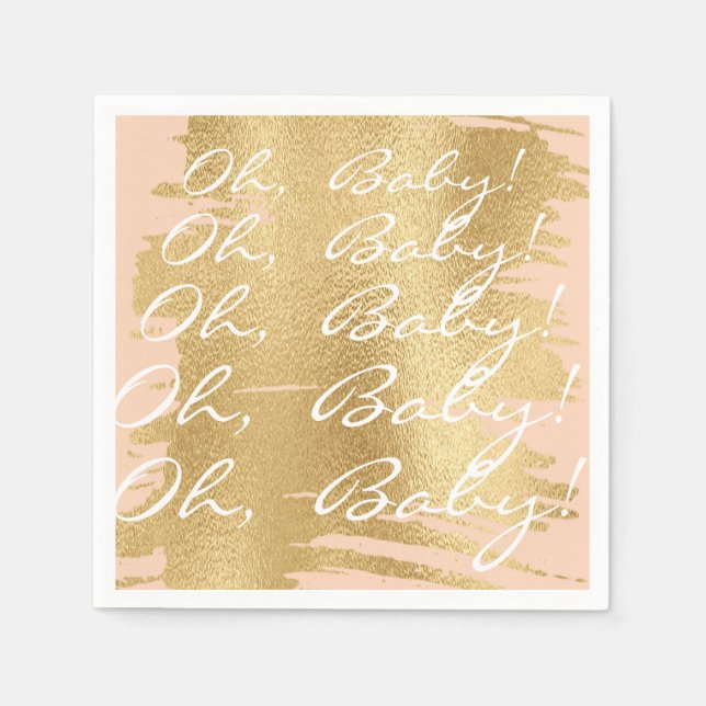 Baby Shower Standard Napkins/Classic Gold/Pink Napkins (Front)