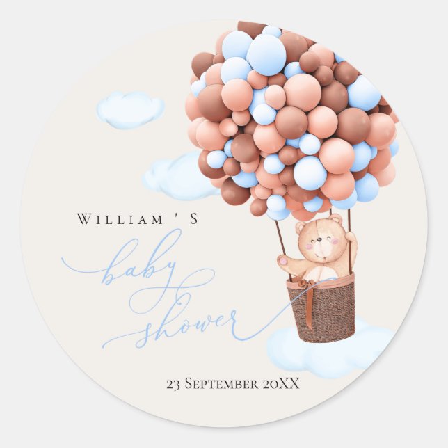 Baby Shower Sticker Bear Balloon (Front)