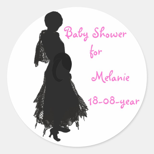 Baby Shower sticker, classy Classic Round Sticker (Front)